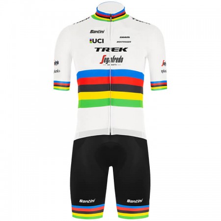 Set Fietsshirt + Korte Koersbroek 2020 Trek-Segafredo UCI World Champion N001